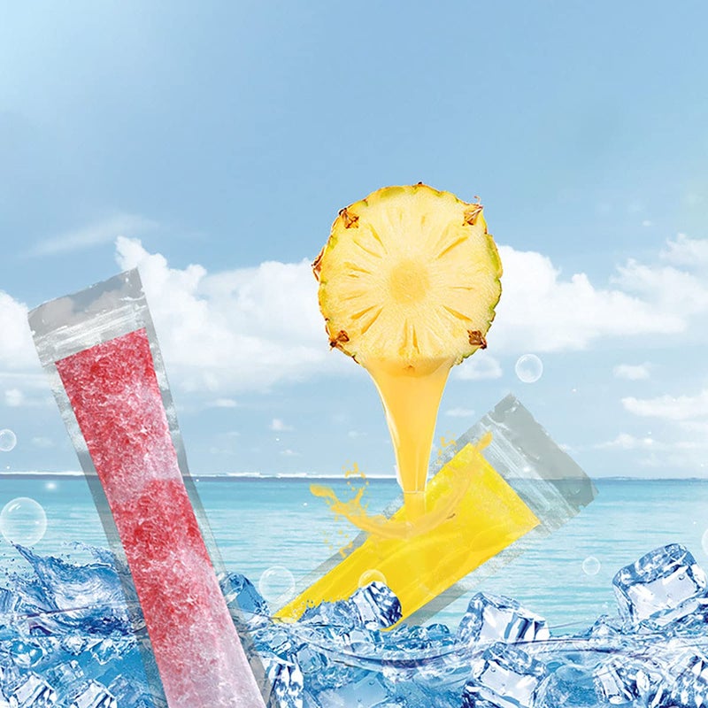 N/M 200 Pack Ice Popsicle Molds Bags - Zip-Top Disposable DIY Ice Pop Mold Bags - Summer Ice Pop Pouch with 4 Ice Pop Sleeves & 1 Silicone Funnel for Yogurt, Ice Candy,Yogurt, or Freeze Pops - Image 5
